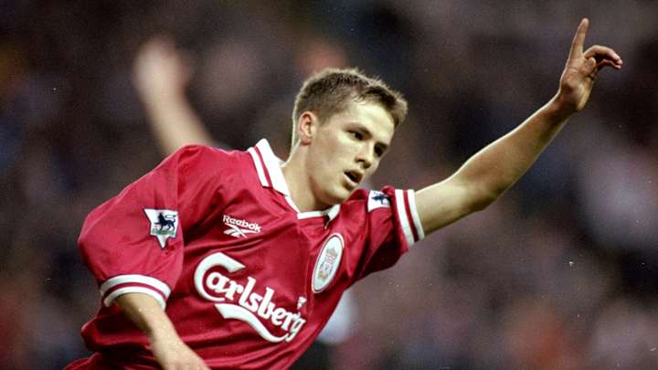 Michael Owen celebrates a goal for Liverpool