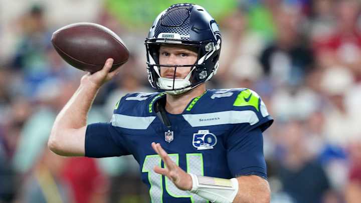 Sam Darnold celebrating a clutch play.