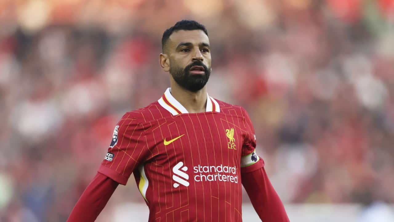 Liverpool's Mohamed Salah Celebrates