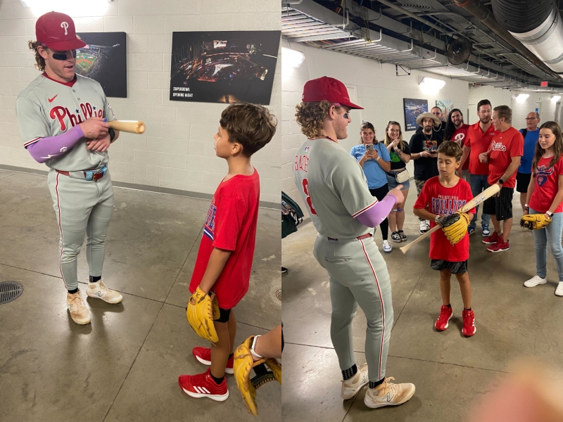The birthday boy went home with a signed bat from Bader