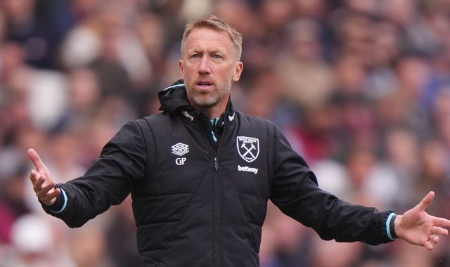 Graham Potter looking disappointed on the touchline.